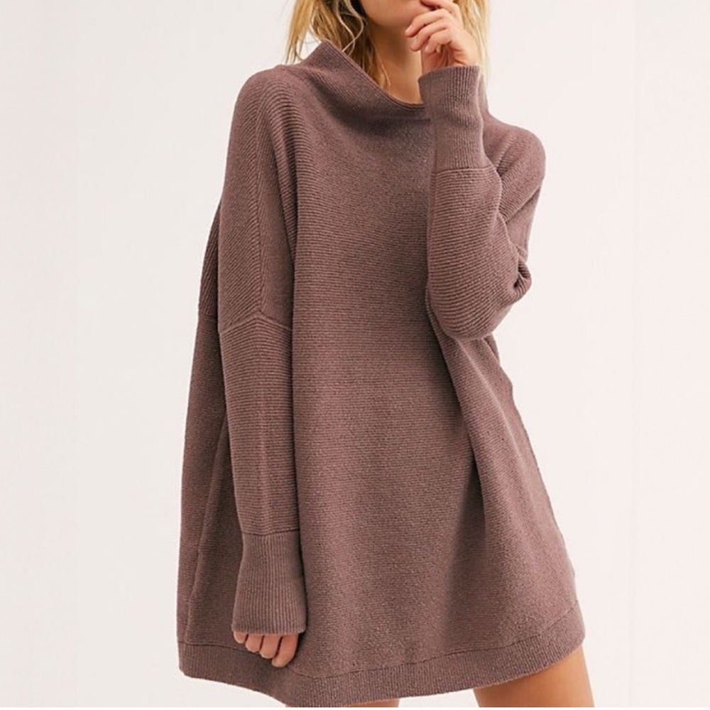 FREE PEOPLE Ottoman Slouchy Tunic Ribbed Oversized Mock Neck Sweater XS